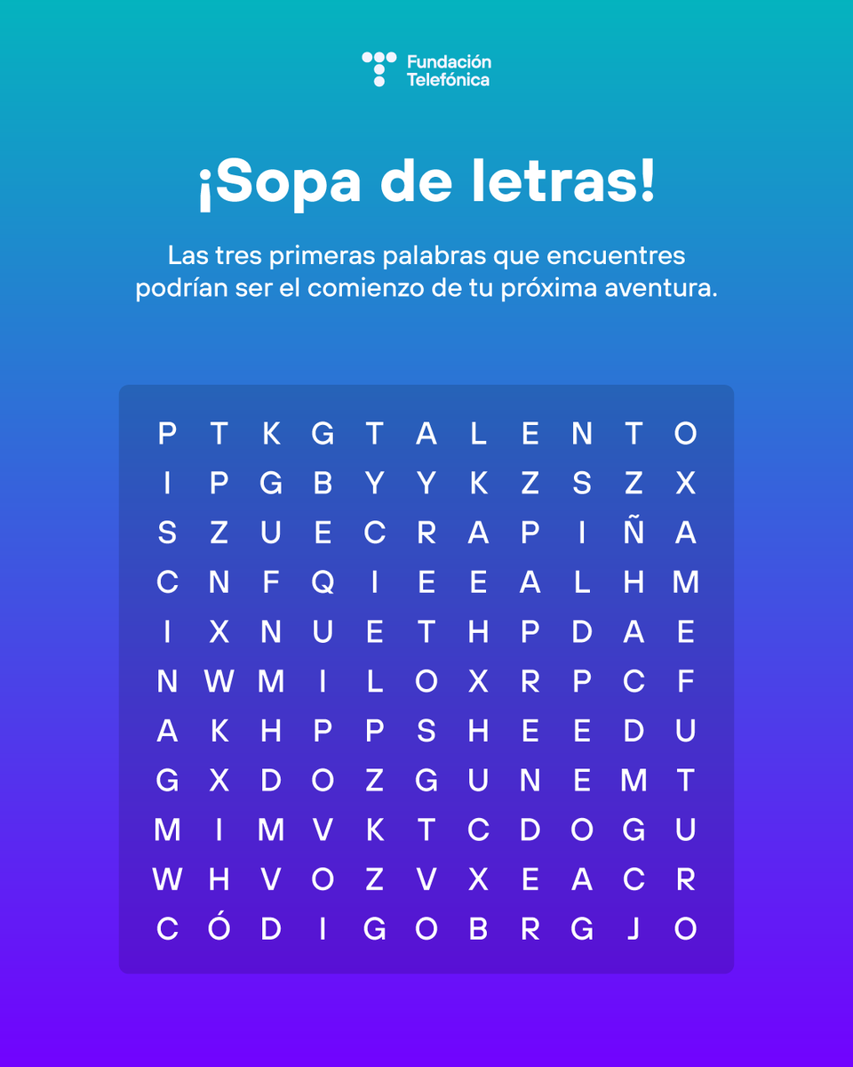 fundacionTef's tweet photo. ¿Ya has encontrado tus tres palabras? 👀

Si una de ellas es Piscina, creemos en las señales.

🌊 Inscríbete a las próximas Piscinas de Campus 42: https://t.co/cjvvqGocVV https://t.co/MvBeVobVrN
