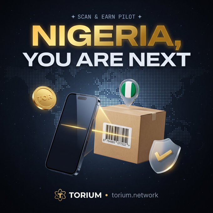 CoachDanny55's tweet photo. NIGERIA, YOU ARE NEXT🇳🇬

The Scan &amp; Earn Pilot is coming to Nigeria.  
Scan. Earn. Build with Torium.  
Ready to tap in?

#Toriumnetwork https://t.co/07Dtz5rrSF