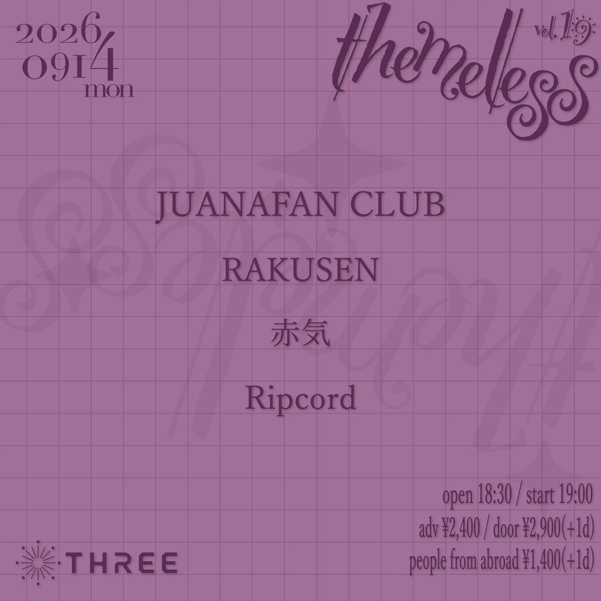 JUAckluv's tweet photo. ≈≈ LIVE SCHEDULE ≈≈

9/6(日)下北沢LIVEHAUS
https://t.co/2S80MiihKf

9/14(月)下北沢THREE
https://t.co/8TrPPfZhx5

10/2(金)新宿Marble
https://t.co/OKaaw51AnX

🎫ご予約は各フォームへ！

-

🧚最新MV "MIDDLE" 公開中🧚
https://t.co/IWc8DhgLC4 https://t.co/1PjSZWQMzl