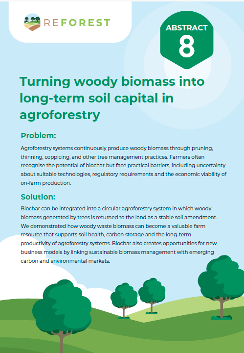 ReForestTweets's tweet photo. ♻️ Waste or resource?
Woody biomass from pruning, thinning & coppicing can potentially be converted into #Biochar and returned to the soil. 🌱
ReForest Practice Abstract #8 explores how this can help close carbon & nutrient cycles in #Agroforestry.
#ReForest #SoilHealth https://t.co/yQ6ge2WZuN