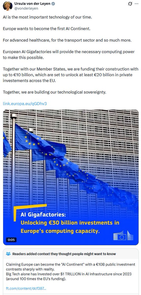 kimmonismus's tweet photo. Ursula von der Leyen recently said she wants Europe to become the world’s first AI continent.

South Korea shows how to get there first.

It is giving every citizen free, unlimited access to domestic AI, integrated into healthcare, housing, taxes, education and public services.

The government provides the compute. Local companies provide the models and apps. Citizens get universal access.

This is what an AI-first continent actually looks like: AI as public infrastructure.