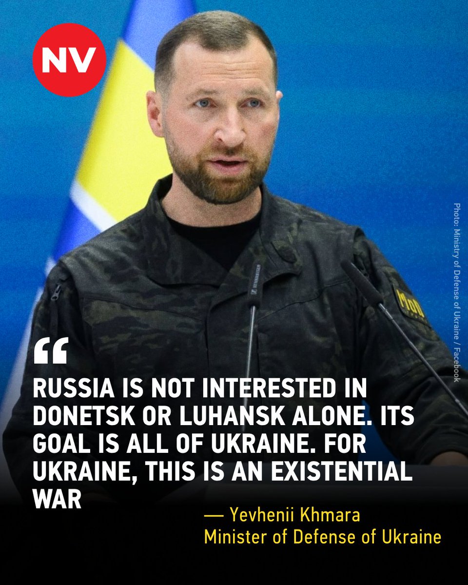 NewVoiceUkraine's tweet photo. 💬🇺🇦 Ukraine’s Defense Minister Yevhenii Khmara says Russia’s goal is not limited to Donetsk and Luhansk, but is to seize all of Ukraine, destroy its statehood and expand the Russian empire

📷: Ministry of Defense of Ukraine / Facebook https://t.co/xPLY6zD9RK