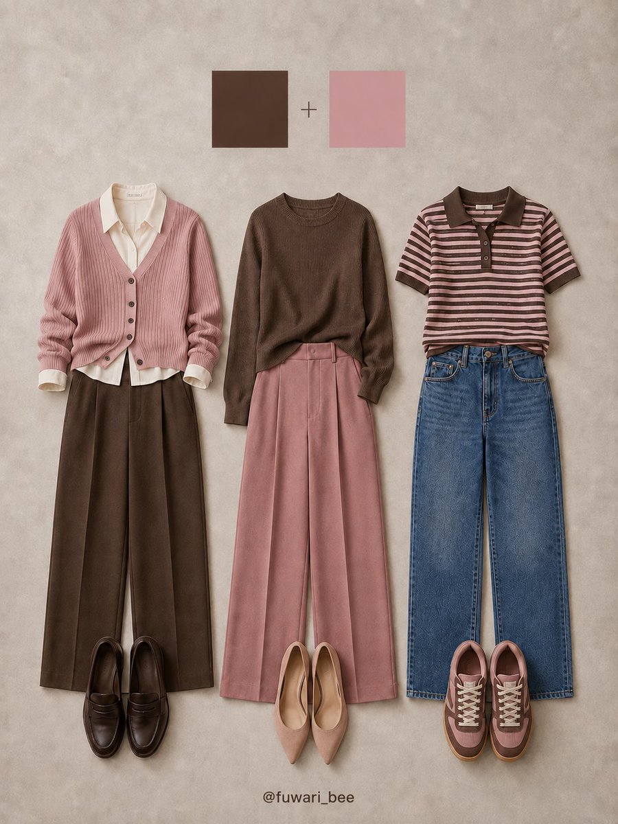 fuwari_bee's tweet photo. 今年の秋はどっちにする？

←blue x brown  　brown x pink→ https://t.co/cwKG8iIygP