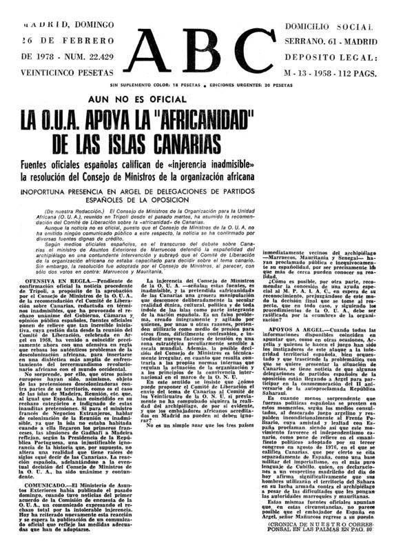 WesternSaharaQ's tweet photo. En 1978, la OUA(Organización de la Unión Africana) -actual Unión Africana, apoyó la africanidad de Las Islas Canarias y su derecho a la autodeterminación incluida #Argelia que optimizó la actividad independista de la #MPAIAC (Movimiento para la Autodeterminación e Independencia del Archipiélago Canario) desde su capital y ofreció una radio para dicho objetivo.
#Marruecos fue uno de los pocos países que rechazaron este proyecto y apoyó la españolidad de Las Islas Canarias, lo que le costó una hostilidad duradera por parte de los independentistas canarios, y tampoco pudo cobrar con tal postura la empatía de los sectores nacionalistas de #España, que siguen hasta hoy en día acusando al país de tener afanes expansionistas hacia el archipiélago, incitando constantemente al odio y la sospecha entre la población canaria hacia el vecino africano sembrando el pánico y infundir el miedo continuamente como herramienta entre las manos de los que gobiernan.