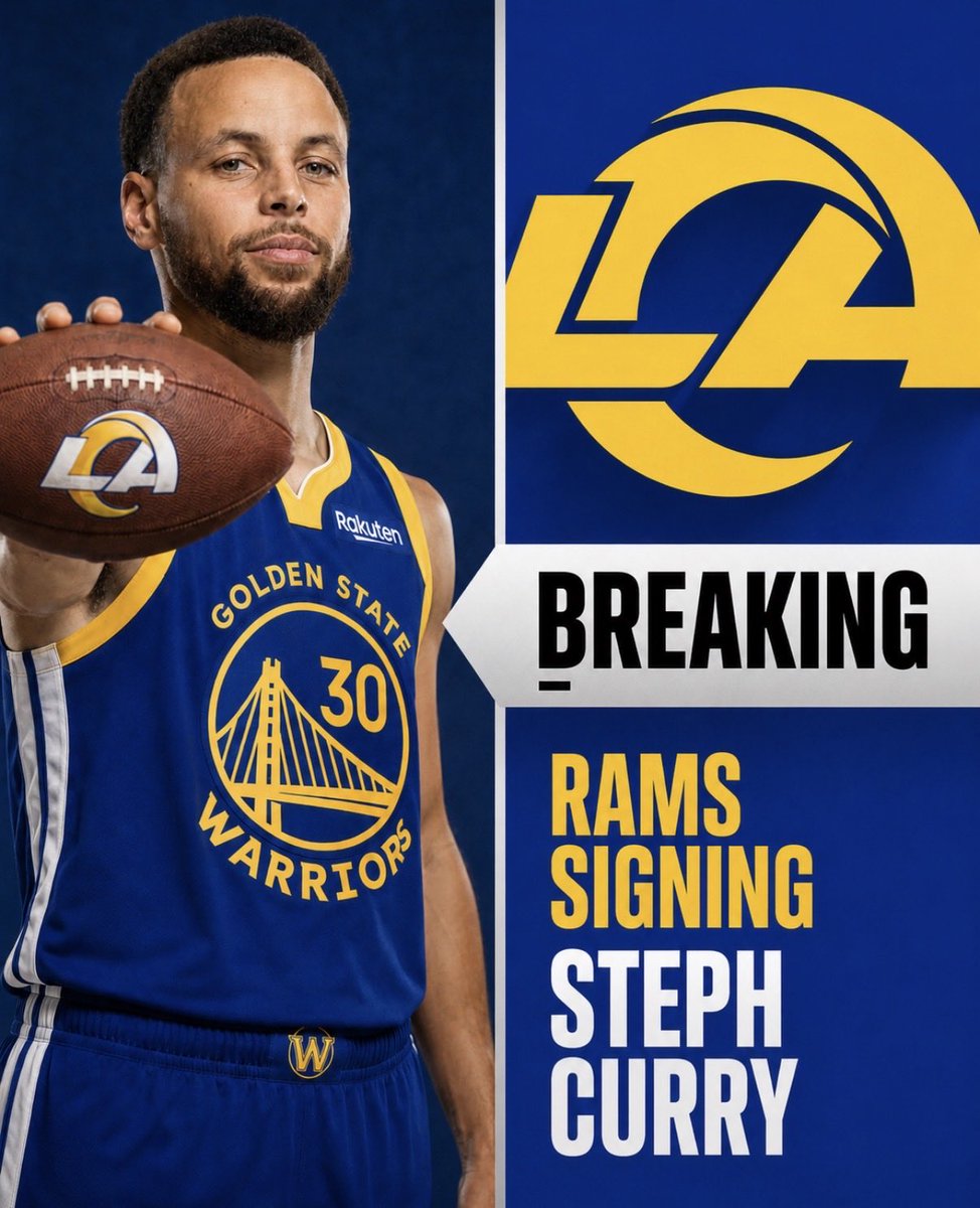 BetwithTerryB's tweet photo. BREAKING: Stephen Curry has announced he’s signing with the Los Angeles Rams. https://t.co/oZI1umqIuR