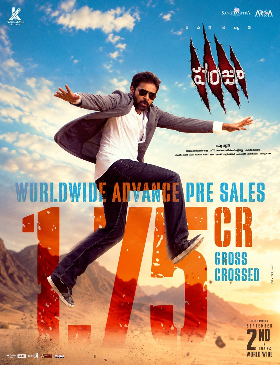 PanjaFilm4K's tweet photo. 1.75 Crores Pre Sales Crossed 🔥

Regular shows will open in every area by EOD!

#Panja4K
#Panjaa4K https://t.co/FAtekIRhT7