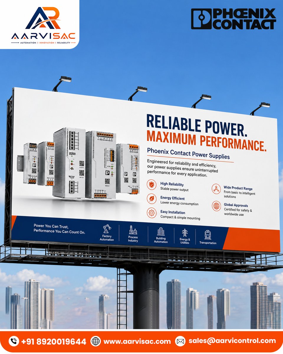 Aarvisac's tweet photo. Reliable power. Smarter automation. 
⚡Phoenix Contact Power Supplies deliver efficient, dependable performance for industrial applications.
📩 Connect with Aarvisac.

#PhoenixContact #IndustrialAutomation #Aarvisac https://t.co/pLJYZqWEcF