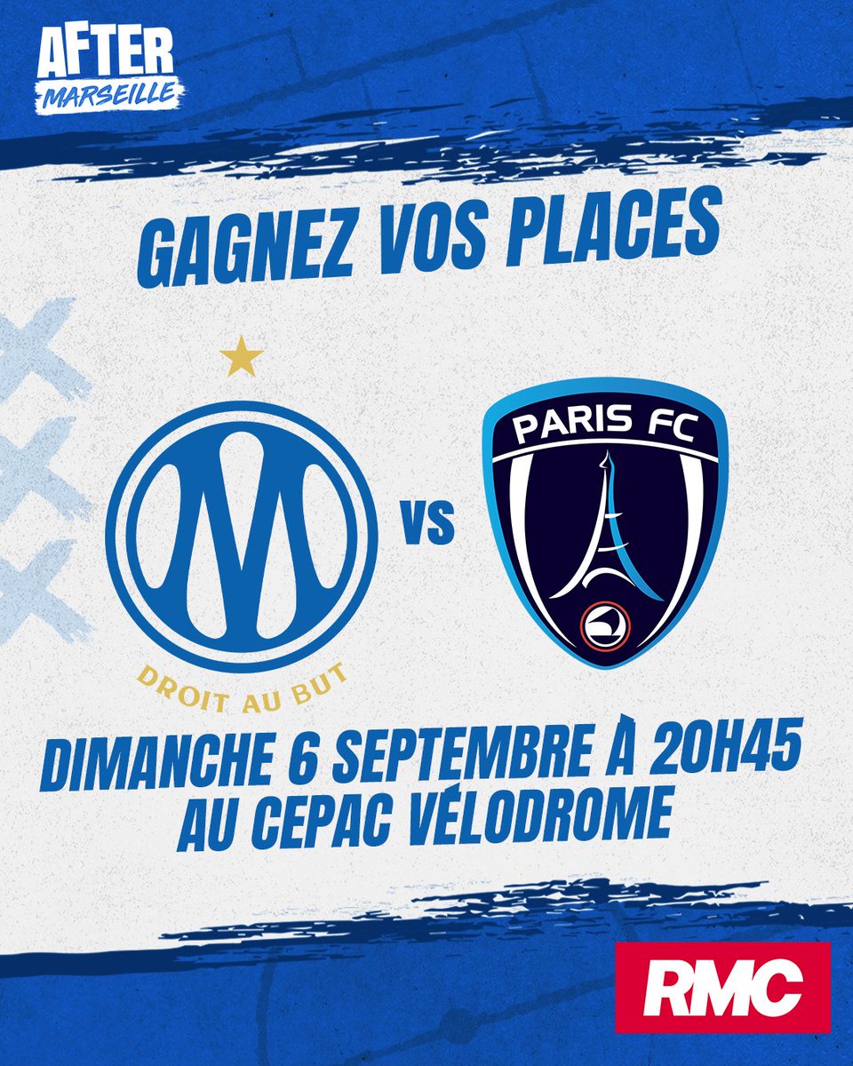 AfterRMC's tweet photo. ⚪🔵 L'OM reçoit le Paris FC dimanche soir à 20h45 au Vélodrome. A cette occasion, l'After vous offre vos places pour assister à la rencontre !

🎁 Pour participer : RT + follow @AfterRMC + commente avec ton joueur préféré de l'OM.

🍀 Bonne chance ! https://t.co/xHByFeDN98