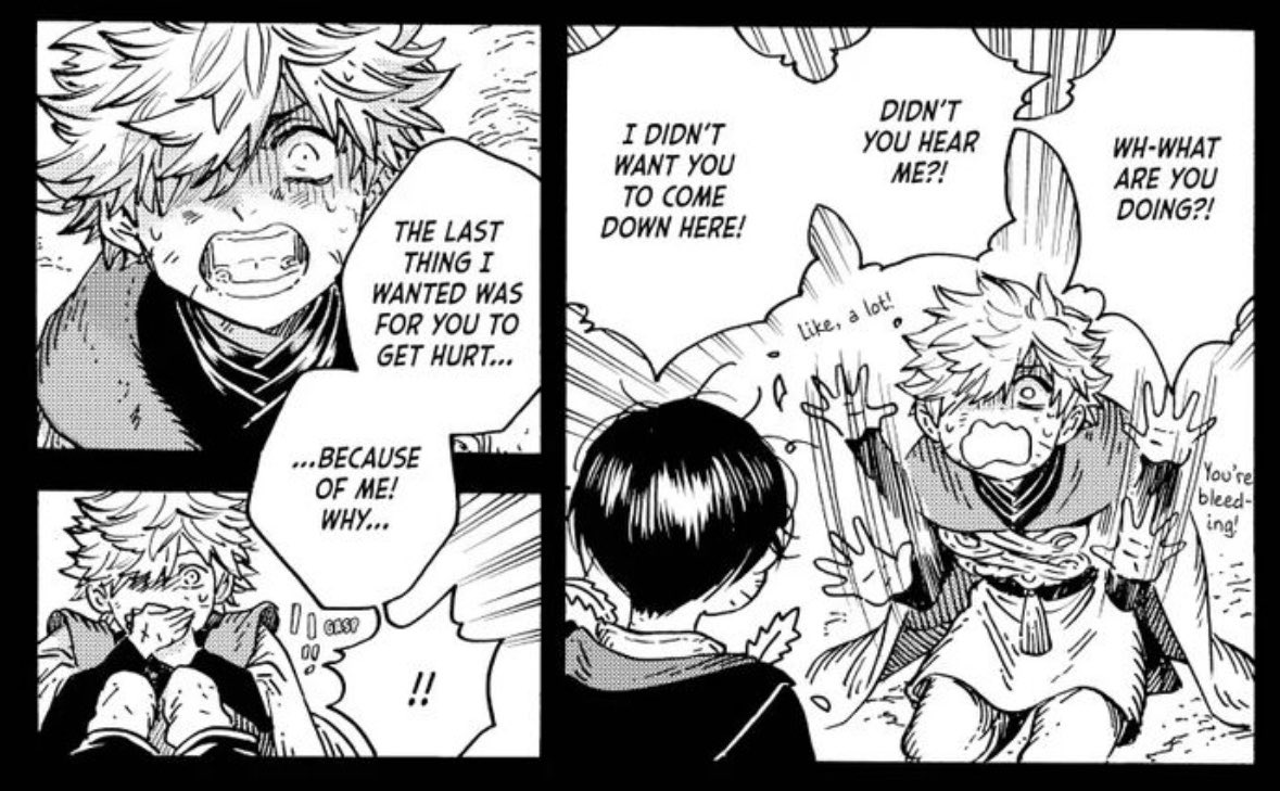 witchmiffy's tweet photo. i genuinely just want to cry olruggio saw straight through him from the very beginning he didn’t care about getting hurt cuz he knew qifrey was lying they make me ache HOW DOES THIS HURT MORE ON REREAD #whaspoilers https://t.co/dgvuBViL4V