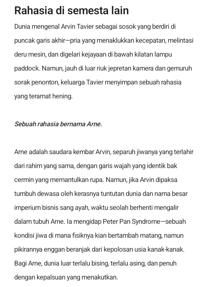 velvetBee_'s tweet photo. 7. Sebuah rahasia Arvin Tavier https://t.co/ZoUzIoLk5V