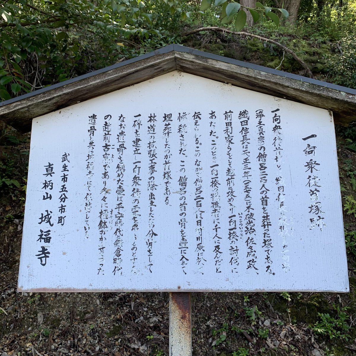 echizen_history's tweet photo. 越前の一向一揆も沢山と殺されたけど首塚や石碑なとで供養されてるのはほんの一部なんだろうなー。ほとんどの宗教は平和を目指すのにほとんどの宗教が争いを生むのはなんでだろー？今日は良きドライブでした。
#一向一揆 #越前市 #越前 https://t.co/YvI8CAMal0