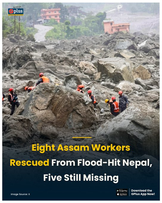 DaisyDaika's tweet photo. Eight workers from #Assam stranded in #Nepal after severe flooding have been rescued and safely returned to Dhubri. Five others from Nagaon, Nalbari and Karbi Anglong are still missing, officials said. #NepalFloods #Rescue https://t.co/Ja3pq0Sp9g