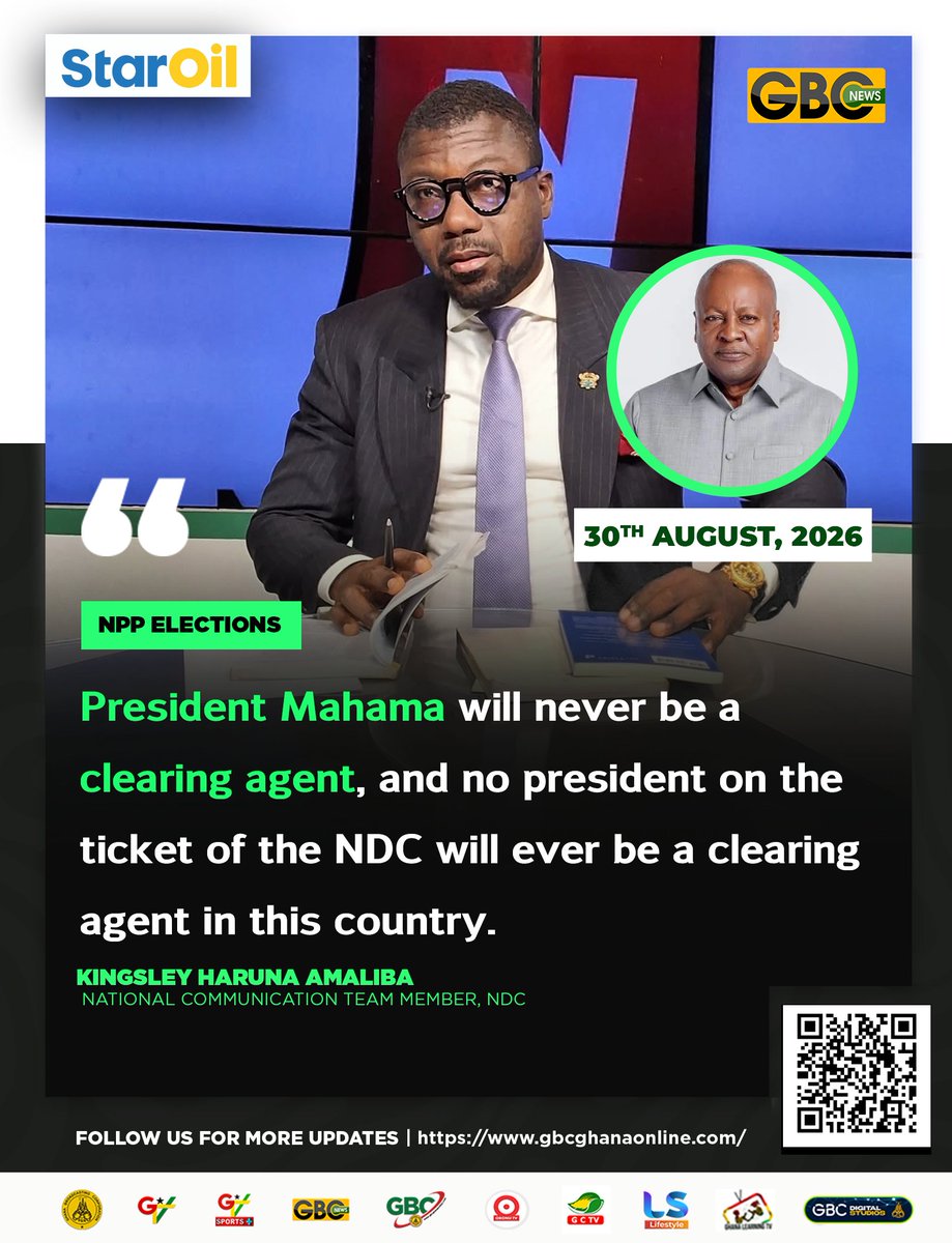 gbcnews_'s tweet photo. ASKA ENERGY BRIBERY SCANDAL
President Mahama will never be a clearing agent, and no president on the ticket of the NDC will ever be a clearing agent in this country.
Kingsley Haruna Amaliba- National Communication Team Member
#TalkingPoint
#gbcnews https://t.co/oVjbBHIj5Y