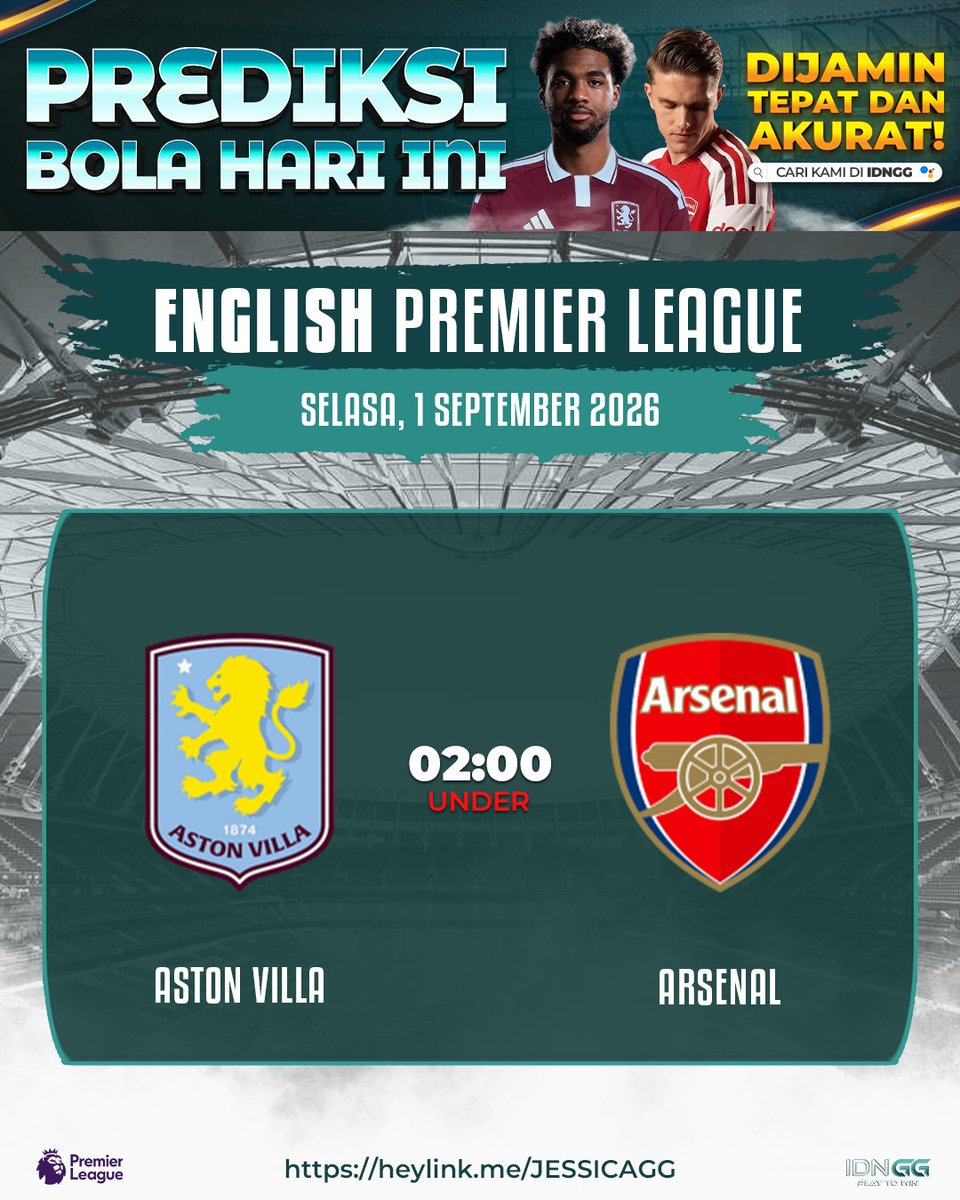 idnggplay's tweet photo. PREDIKSI BOLA HARI INI

Selasa, 1 September 2026

🇬🇧 EPL | 🇪🇸 La Liga | 🇮🇹 Serie A
🔥 Aston Villa vs Arsenal
🔥 Barcelona vs Rayo Vallecano
🔥 Lecce vs Roma
🔥 Atalanta vs Bologna

📌 Prediksi : UNDER

🔗 [https://t.co/q2pCGbsQfK]

#PrediksiBola #BolaHariIni #FootballPrediction https://t.co/Kip0dyoPkV