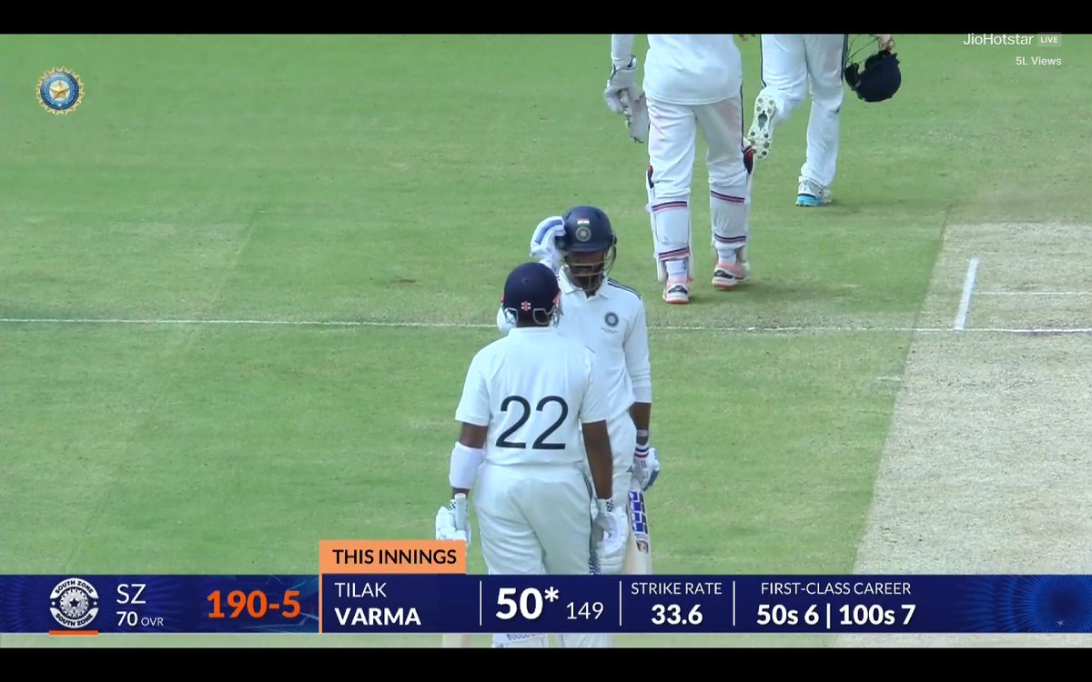 CricCrazyJohns's tweet photo. CAPTAIN TILAK VARMA OF SOUTH ZONE 🇮🇳

- Fifty in the Duleep Trophy Semi-Final, he is adapting in all formats, great news for Indian cricket for the future. https://t.co/28UPtdXPWl