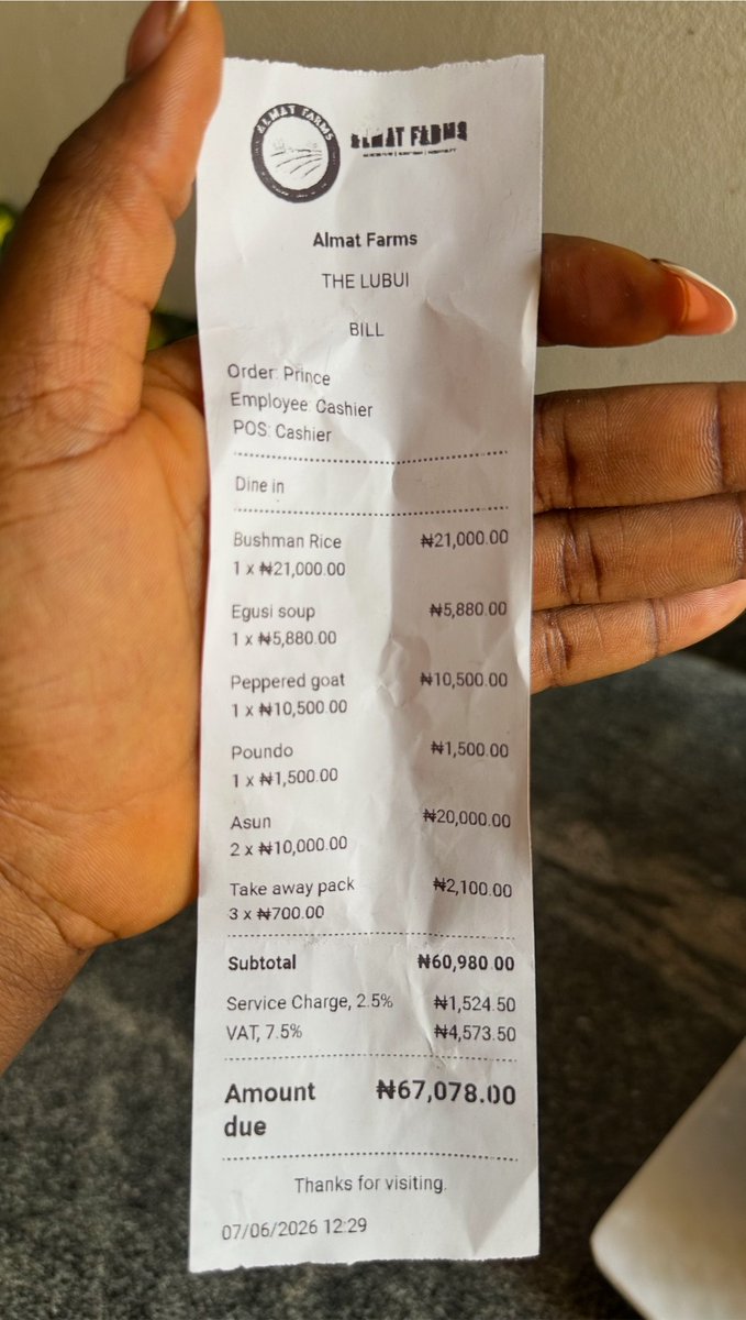 TokyosBite's tweet photo. Frame 1: #21,000
I was charged #10,500 for the goatmeat they added in the soup, paid almost 17k for the soup.
Last slide was a 2 portion of asun for 20,000.

Their toilet sink wasn’t flowing, I had to leave the next day. No refund policy and I was asked to order food with it. https://t.co/hEkGbPcVhN