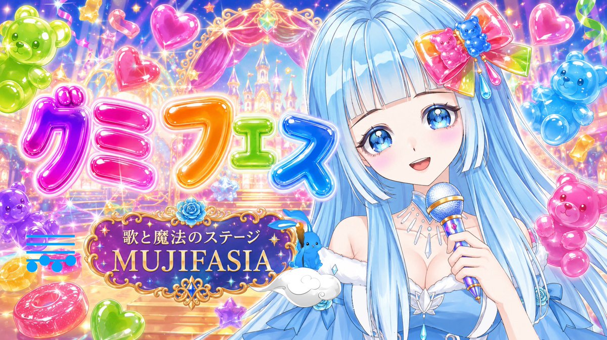 MujifaV's tweet photo. 🫟💕今週はグミフェス× MUJIFASIA💕🫟
　　　
今週はカラフルで可愛い曲をいっぱいお届け🌈💕
甘い歌🍓？爽やかな歌🫧？
それとも弾ける歌🍋✨？

一緒に音楽のグミBOXを作ろう〜っ🎁🎶
遊びに来てね🤗🩵🪽

https://t.co/krl31V0GDU

#SHOWROOM #グミフェス #MUJIFASIA https://t.co/FomFZdg4gu