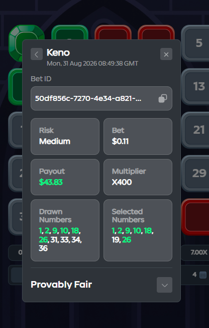 leoftp_'s tweet photo. I am the keno guy My 3rd 400x off the night was feeling lucky so i started recording @gamdom @stevewilldoit #leopicks @Romer #smallbankroll https://t.co/X1vJs8qf3l
