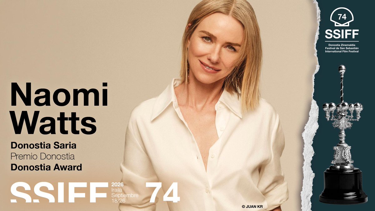 sansebastianfes's tweet photo. #74SSIFF 🏆 El Festival de San Sebastián reconoce a Naomi Watts con un #PremioDonostia.

👏 El trabajo de #NaomiWatts combina cine de autor con grandes producciones en la pequeña y en la gran pantalla. Ha estado nominada al Óscar en dos ocasiones: por su papel en ‘21 Grams’ (21 gramos, 2003), de Alejandro González Iñárritu, y por ‘The Impossible’ (Lo imposible,2012), de J.A. Bayona. Su consagración internacional llegó gracias a ‘Mulholland Drive’ (David Lynch, 2001), y ha trabajado con otros cineastas como Peter Jackson, David Cronenberg, Clint Eastwood, Michael Haneke, Audrey Diwan, Noah Baumbach o Rodrigo García

📽 La reconocida actriz y productora recibirá el galardón el 19 de septiembre en una gala tras la que se proyectará 'The Housewife (La esposa perfecta)', de Ben Shirinian.

🌐 https://t.co/lZPLhVR9TG