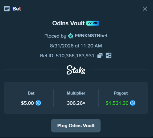 TheGamblingDesk's tweet photo. 🔥 ODIN’S VAULT QUI RÉGALE !

Une mise de seulement 5 $ sur la feature Bonus Enhancer transformée en 1 531,30 $🤯

Encore une machine à sous de fou signé @ValkyrieXStudio ⚡

🎁 GIVEAWAY — 25 $ SUR STAKE

Pour participer :
✅ Follow @TheGamblingDesk
✅ Like ce post
✅ RT ce post
Un gagnant sera tiré au sort parmi les participants. 🍀

Vous n’êtes pas encore inscrit sur Stake ? Retrouvez notre guide complet et rejoignez la plateforme 👇
https://t.co/WG4gzv8Ta3

🔞 18+ | Jouez de manière responsable.