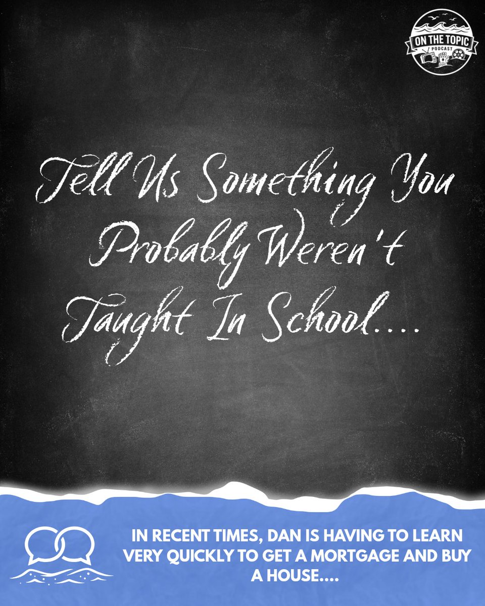OnTheTopicPod's tweet photo. Well it's nearly back to school time, and as ever, this got us thinking...

#BackToSchool #ThingsYouShouldKnow #ThingsYouWerentTaughtInSchool #Educational #Podcast https://t.co/mZD8y578R5
