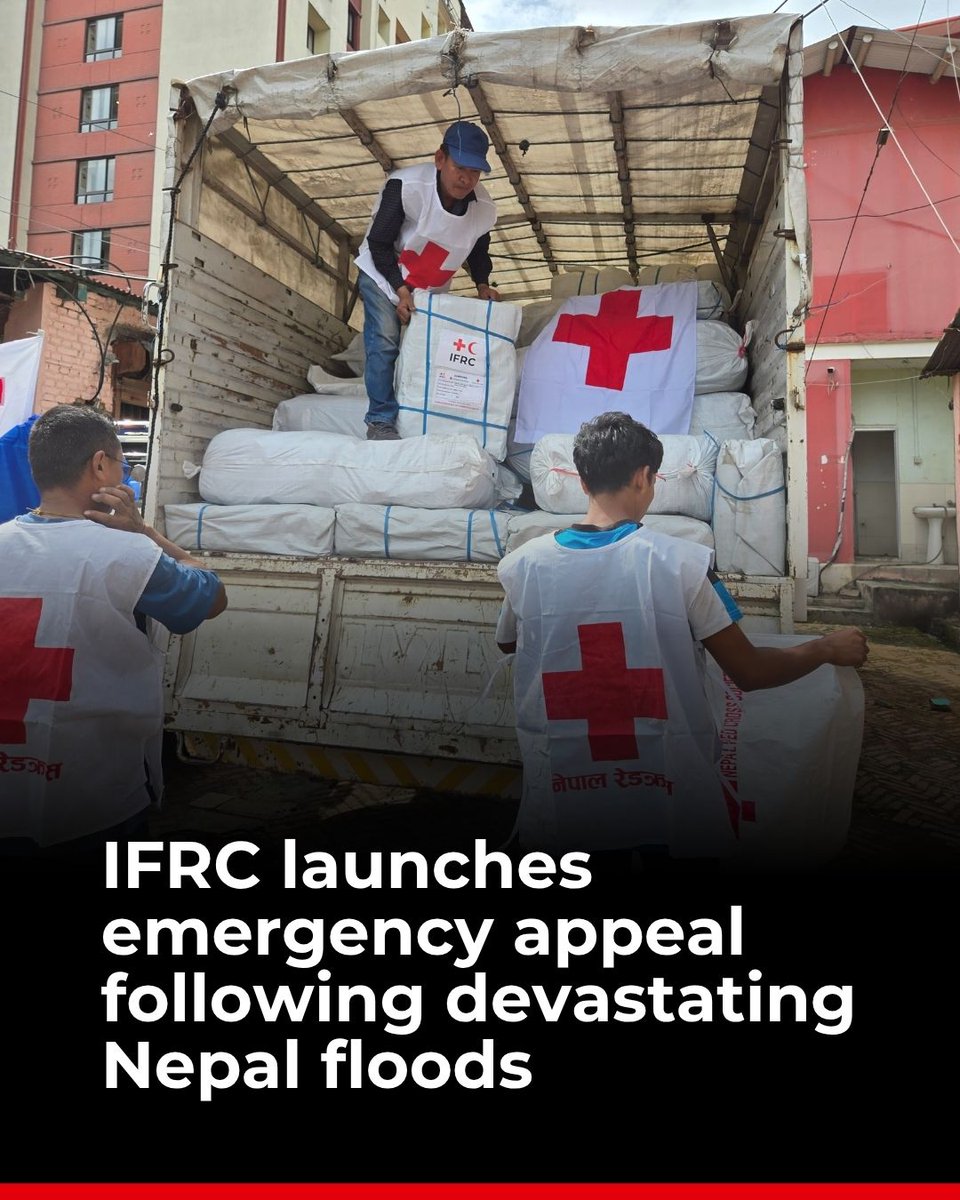 ifrc's tweet photo. The @IFRC has mobilized its global network, released emergency funding, and launched a CHF 25 million Emergency Appeal in response to the devastating flash floods in Nepal.

The appeal will help scale up @NepalRedCross life-saving response and support communities as they recover and rebuild in the months and years ahead.

Help us make a difference. 👉https://t.co/rnpMMRey2i