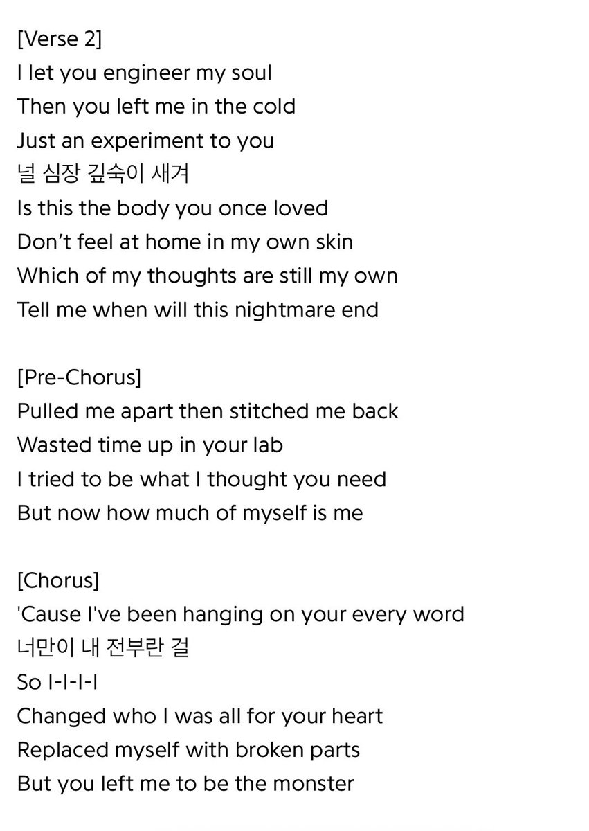 6v6zone's tweet photo. the lyrics of frankenstein… oh poetmin https://t.co/U2t4JsBlBM