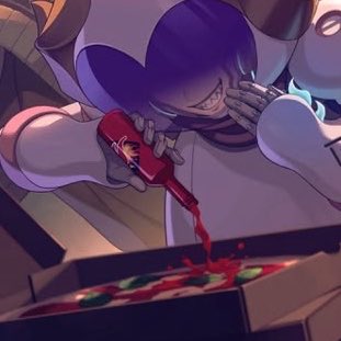 Pinnocchii's tweet photo. People act like Ortho is innocent act like he didn’t have the biggest grin pouring extra spicy chilli sauce on that pizza… He even more evil than Idia https://t.co/0chLRJ8HhL