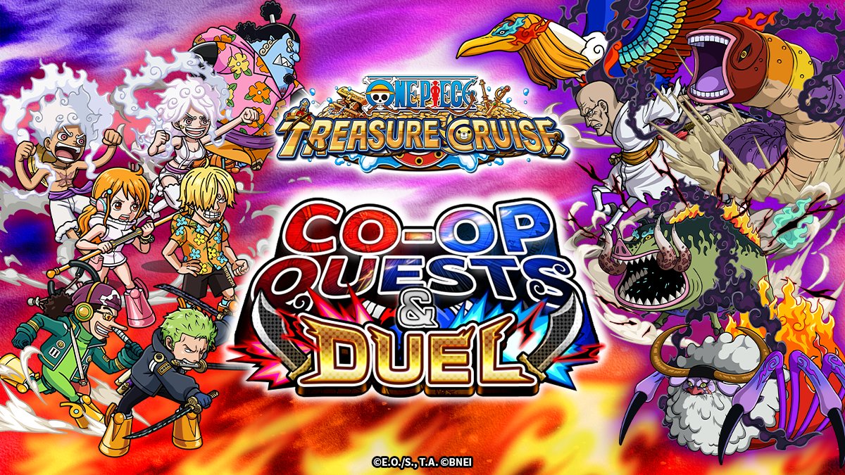ONE_PIECE_TC's tweet photo. Time to team up, Nakama! 🤝

New Co-Op Quests &amp; Duel are now available! 
Join with a friend and get rewards together ✨

#ONEPIECE #OPTC https://t.co/ubVc2YxhJr