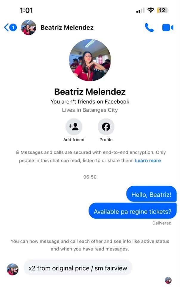 MrGineVela's tweet photo. Sobra daw ang nabiling ticket ni Beatriz Melendez. Kaya ibebenta niya na lang.

Price: x2 from original price 😆

Baka magresign na lang talaga si Satanas sa impyerno at mahiya sa mga ‘to.

PS: Do not buy from unauthorized resellers. Hayaan niyo sila magsisi.

#RVAFinaleConcert https://t.co/pTotMyX9vo