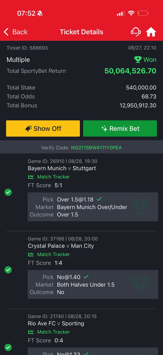 BAnalyst2187282's tweet photo. 113 million won on sportybet !! Giveway loading react under this post. https://t.co/5wRaG7Ve6J