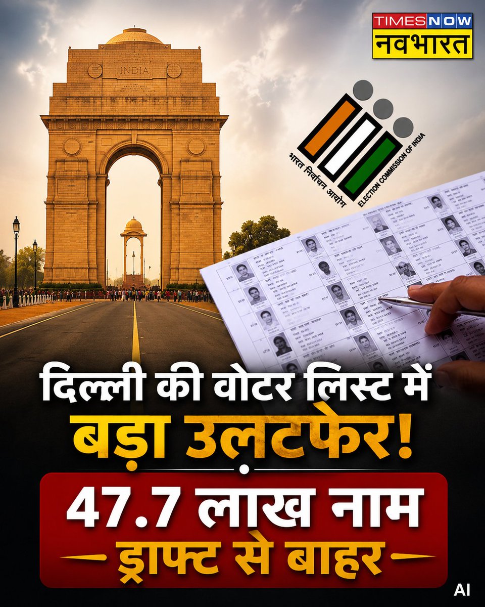 TNNavbharat's tweet photo. दिल्ली की वोटर लिस्ट में बड़ा उलटफेर! 47.7 लाख नाम ड्राफ्ट से बाहर
पूरी खबर👉
https://t.co/rr4p0MmC3J
#Delhi #VoterList #SIR #DraftVoterList #ElectionCommission #ECI https://t.co/lJ8ModYzIk