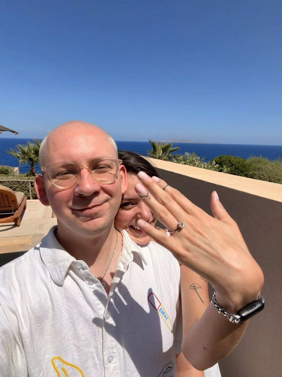 Olima's tweet photo. triple good news: proposed, didn't die of a heart attack in the lead up AND she said yes!!! https://t.co/zj535E2UlG