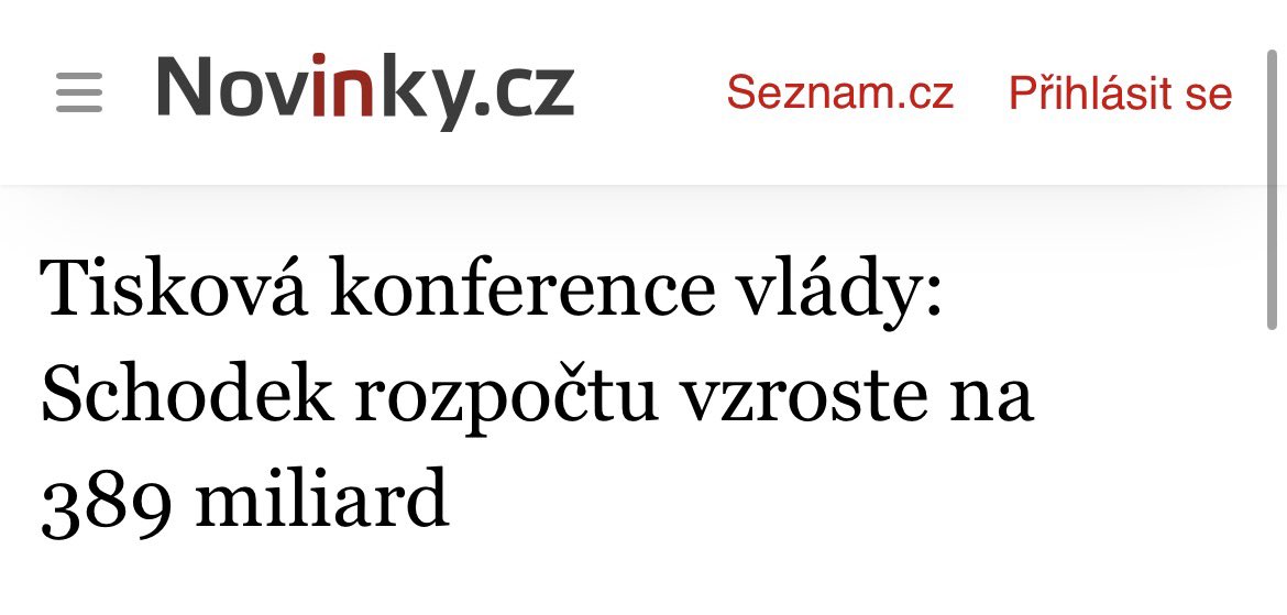 LudekNie's tweet photo. Překvapilo mě, když část ekonomů očekávala, že vláda příští rok udrží plánovanou rozpočtovou sekeru kolem 350 miliard korun. Naopak, 389 miliard je zcela logický marketingový výsledek – 390 by nebylo dost daleko od 400 a touha vlády utrácet zjevně nezná mezí.

Takže jen pro připomenutí:
Nárůst plánovaného deficitu za jediný rok činí 79 miliard korun. Jde o dechberoucí zvýšení schodku o 22,2 %, což působí jako trocha okultismu ze Strakovy akademie - a to v době slušného výkonu ekonomiky.

Tento schodek by měl dosáhnout zhruba 3,98 % HDP. Ostatní části státu tak budou muset pořádně „makat“, aby vytvořily přebytek, který celkový výsledek stlačí pod 3 % HDP, jak vláda opakovaně slibuje.

Myslím, že bez nadsázky lze říct, že jde v našich polistopadových dějinách o první skutečně brutálně deficitní rozpočet, zejména ze strukturálního pohledu. Jeho „sekeru“ nelze obhájit ani stavem naší ekonomiky, ani vývojem v jejím okolí. Jde tedy o největší rozpočtový hazard v dějinách naší země.

Doufám, že těm, kteří podporují strany tvořící dnešní koalici, konečně dojde, kam tato partička naši zemi směřuje. 🙁