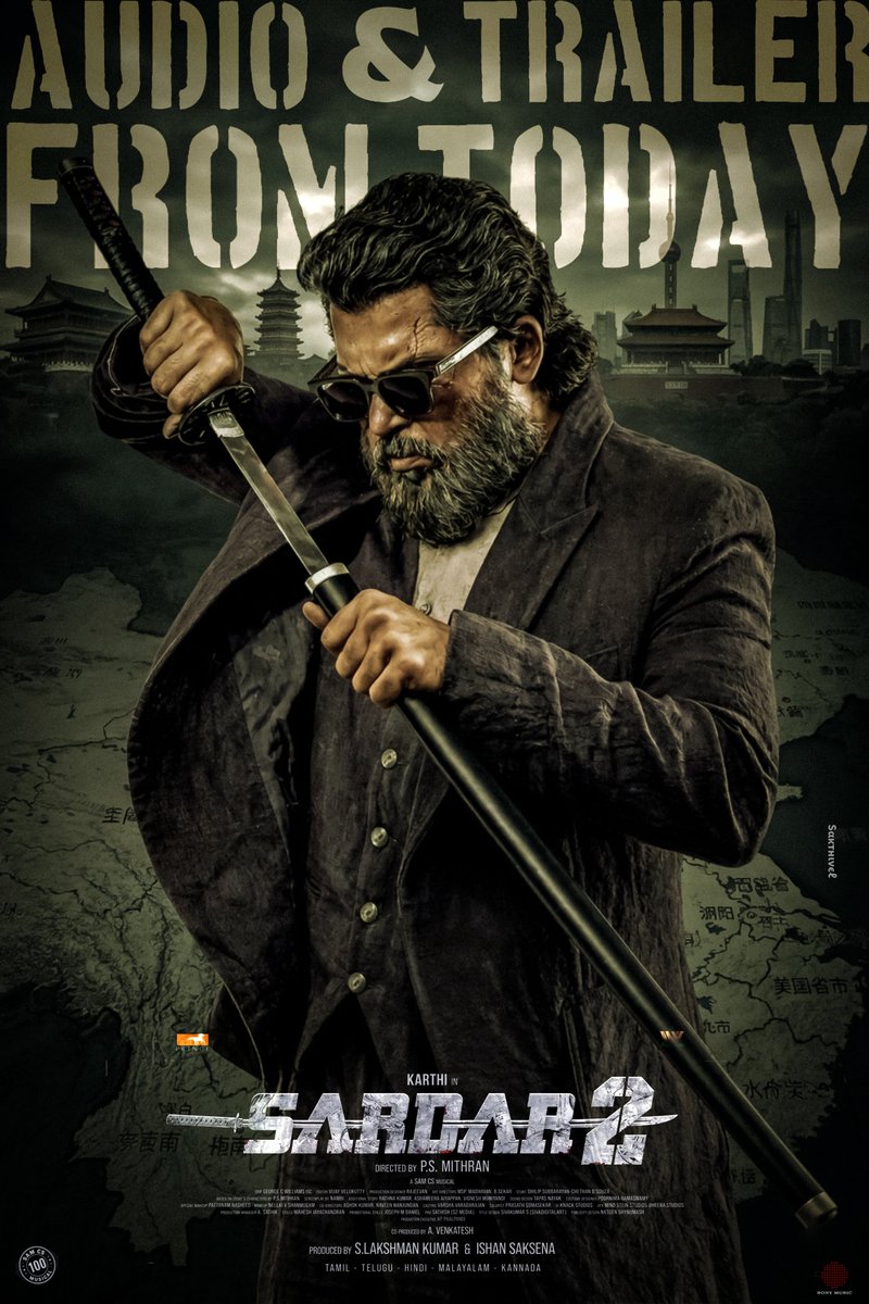 SakthiVelDesign's tweet photo. Poster Work for #Sardar2 💥

Audio &amp; Trailer From Today 🔥

@Karthi_Offl @iam_SJSuryah @Psmithran @Prince_Pictures @SamCSmusic #Sardar2FromSep10 https://t.co/r3QmQSk5lJ