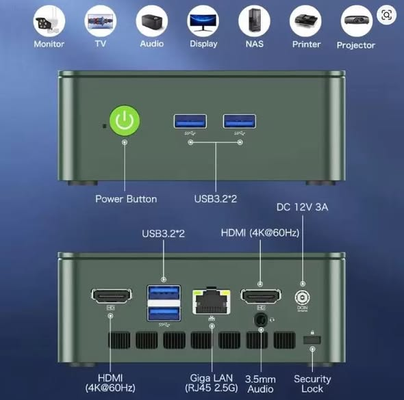 MiniPC_Club's tweet photo. The GMKtec Mini PC G3 with Intel N100 processor:
✅ Expandable: RAM up to 32GB, 2 M.2 storage slots up to 2TB total
❌ Base RAM and storage somewhat limited (8GB/256GB)
✅Very competitive price
✅ Genuine Windows 11 Pro license
❌ Intel UHD graphics limited for modern gaming
✅ Dual HDMI 4K@60Hz
❌ DDR4, not DDR5
✅ WiFi 6 + BT 5.2 + Dual LAN 2.5G
✅ Very quiet and cool under normal load

Review: https://t.co/1to9vlERYU