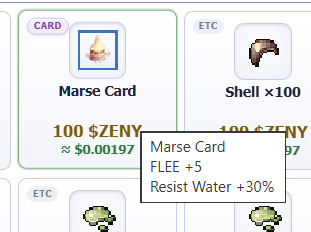 Juxxy76's tweet photo. Been having fun checking out my drops and card bonuses in Idle Ragnarok! This Marse Card giving FLEE +5 and Resist Water +30% looks like a pretty useful upgrade. Curious what other builds people are working toward! @IdleROGame #IdleRO https://t.co/q2YxyM1ePZ