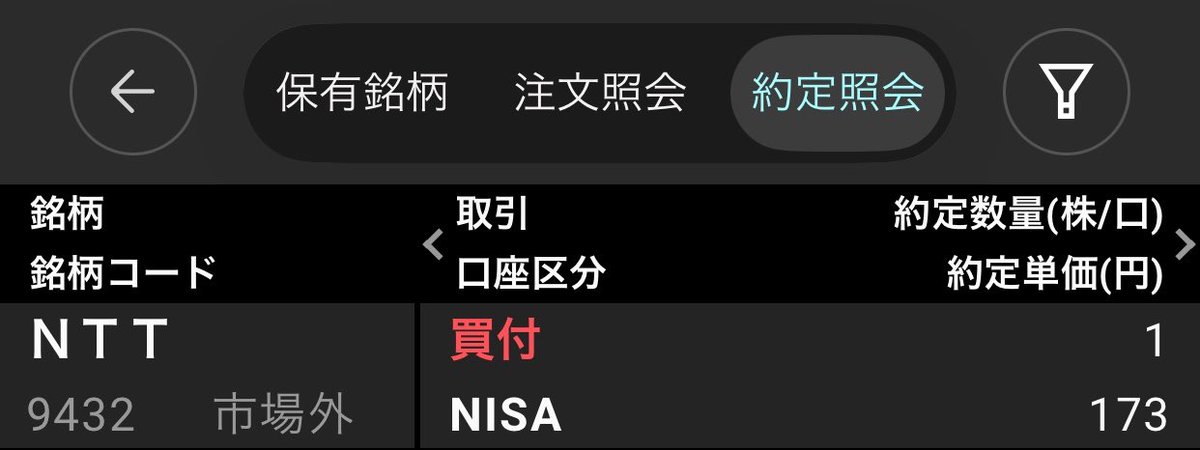 mare_6381's tweet photo. 今日の1株投資🌱

✅NTT  1株  (384株)

久しぶりにNTTを1株購入！
そして、ついに170円台ですね😳

上がると「もっと買っておけば…」と思うし、下がると「もう少し待った方がいいかな」と迷う😂

株って難しいですね🤣

これからもNTTは1株ずつコツコツ積み上げていきます🌱

#S株 #かぶミニ https://t.co/OaZEUK6rr3