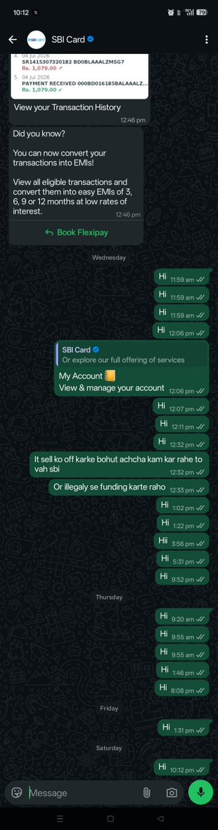 Yousuf_Haldar's tweet photo. 🚨 MASSIVE BANKING SCAM EXPOSED (PART 2): SBI CARD & RECOVERY SYNDICATE CAUGHT IN "SILENT FUNDING" & NPA EVERGREENING RACKET 🚨

Defying statutory RBI regulations, @SBICard_Connect and its outsourced recovery agency 'VIGNESH VENTURES' injected a 5th UNAUTHORIZED "Silent Funding" into my Card ending 6690 on 26-August-2026 to illegally manipulate 90-day NPA classification norms!

Watch the 18-minute CCTV forensic footage exposing this illegal debt recovery racket:

🔴 ON-CAMERA ADMISSIONS & EVIDENCE (20-AUG-2026):

1. POCKET FUNDING TO SAVE JOBS: Agency representative Jayanta Mahanti admitted on CCTV that recovery personnel inject money into borrower accounts from their OWN POCKETS to meet agency targets, arguing: "What is wrong if we fund the account?"

2. UNLICENSED RECOVERY AGENTS: SBI Card ID holder Purnendu Khatua confessed on camera with folded hands that he DOES NOT possess mandatory IIBF DRA certification (Gross violation of RBI Master Directions).

3. SYSTEMIC NPA MANIPULATION: Agents claimed on camera that "SBI Card takes 6 to 7 months for NPA, not 90 days"—artificially suppressing statutory NPA classification to inflate penal interest charges.

🔴 COVER-UP & IT SUPPRESSION:
- Following the 04-July fraud, this 26-August silent funding was injected without borrower consent.

- SBI Card sent a defective transaction SMS deliberately omitting the credited amount.

- Official SBI Card WhatsApp service bot was blocked to prevent ledger auditing.

- Official WhatsApp legal notices sent to agents were met with absolute silence.

We demand an immediate Forensic Audit, systemic IT investigation, and strict regulatory blacklisting of 'VIGNESH VENTURES'!

@RBI @PMOIndia @FinMinIndia @Cyberdost @jagograhakjago

#SBICardScam #BankingFraud #NPAEvergreening #IllegalRecovery #RBIGuidelines #CyberCrime #CustomerHarassment
