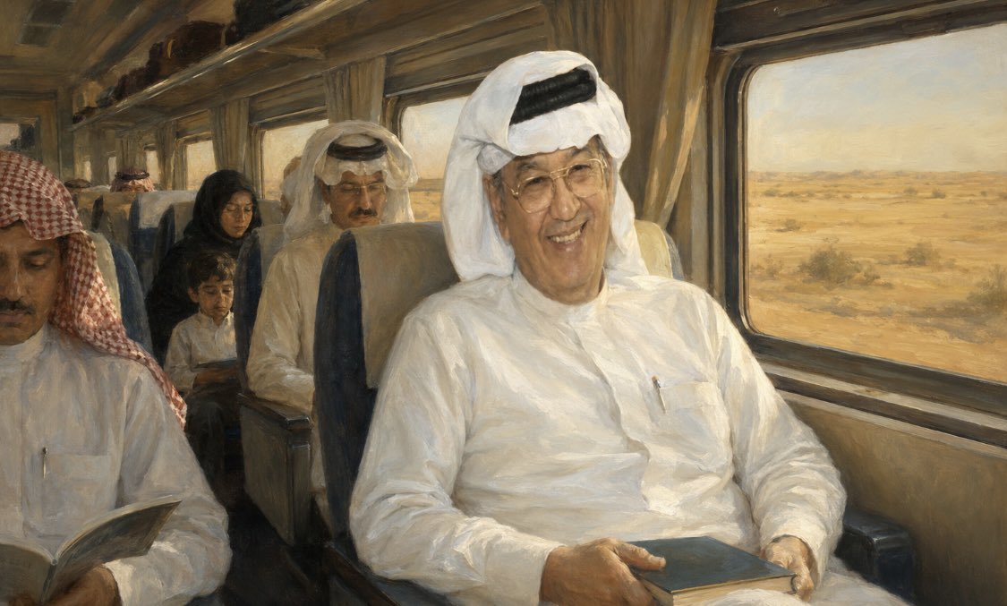halkadi's tweet photo. 🌻مساء السبت الماضي هاتفني رجل فاضل متقاعد من الدمام بعد قراءته  لكتابي عن #غازي_القصيبي الإنسان تحدث بإعجاب غامر  عن د غازي رحمه الله
🍃روى لي أنه أول ما تولى  إدارة مؤسسة سكة الحديد كان موظفا فيها وتوقعنا  ��نه سيباشر العمل لدينا  بعد صدور الأمر الملكي لكنه  لم يأت  للمبنى وعلمنا أنه داوم بالقطار برحلة من الرياض للدمام ولم يعرفه  أحد فلم يشتهر بعد وجلس مع الركاب وذهب لليوفيه  ودخل دورة المياه ومن الغد داوم بالمؤسسة
 🍃وب أول يوم باشر  فيه جمع مديري الإدارات وقدم لهم الملاحظات  التي رآها بعينه وليس عبر أوراقهم  وطلب منهم  معالجتها  عاجلا تحت إشرافه