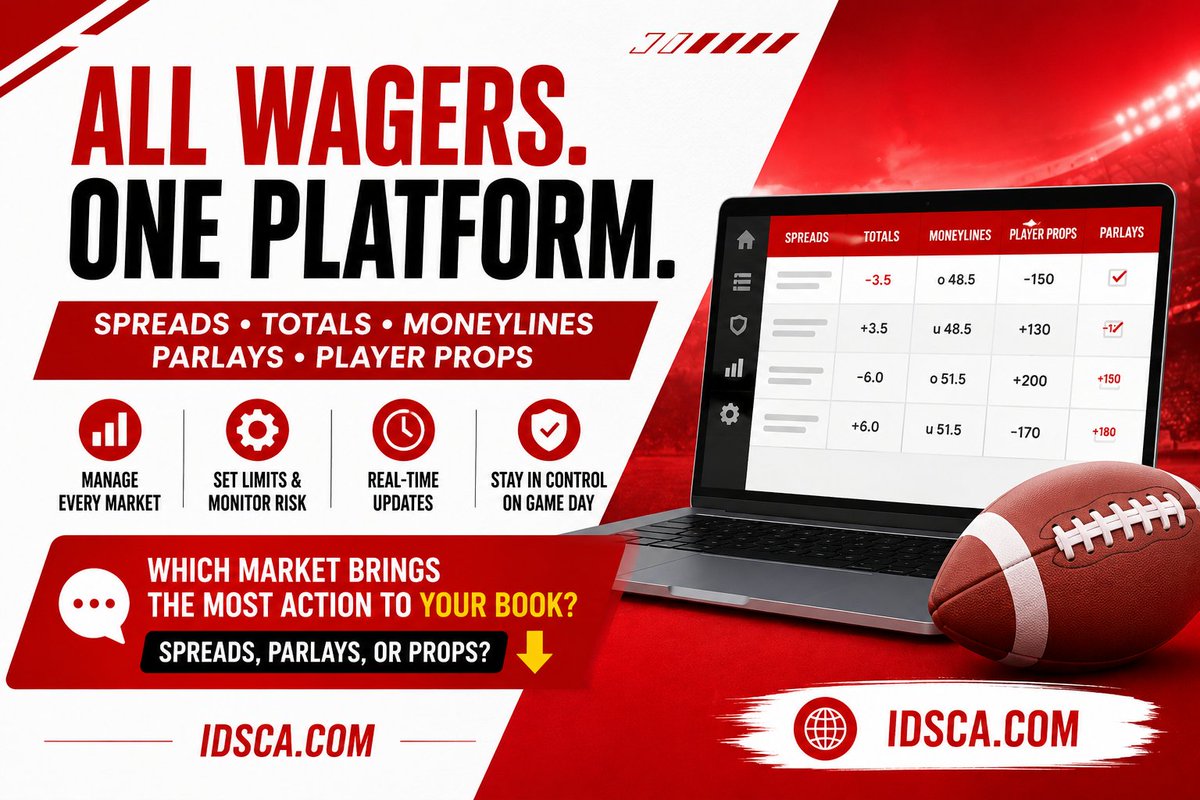 IdscaPph's tweet photo. 🏈 Manage spreads, totals, moneylines, parlays &amp; player props from one sportsbook back office.

Update lines, set limits, monitor exposure and manage risk in real time—even on busy game days.

https://t.co/CSdC5bAGx3

#BookieSoftware #SportsBetting https://t.co/hqttZIUqLs