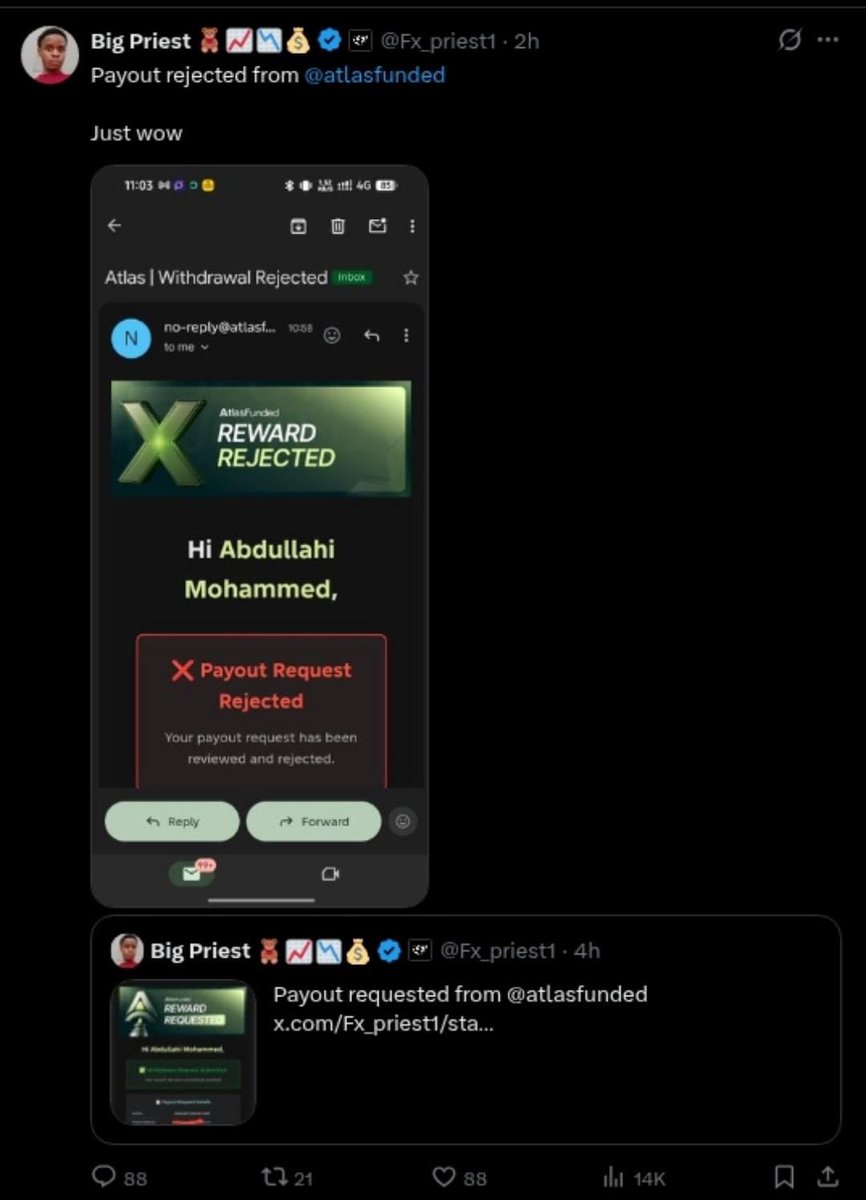 Propshieldz's tweet photo. 🚨 EXPOSED 🚨

Atlas Funded running a masterclass in gaslighting: block a trader's cash-out, wait for the X community to drag them into the sunlight, and then reverse the decision while brushing it off as a harmless "misunderstanding." 🤡

Let’s call it what it is: selective enforcement based on clout. If an ordinary member with zero traction faces that exact same unjustified wall, their hard-earned funds vanish into thin air permanently 🗑️❌

@atlasfunded @LAntonioAF