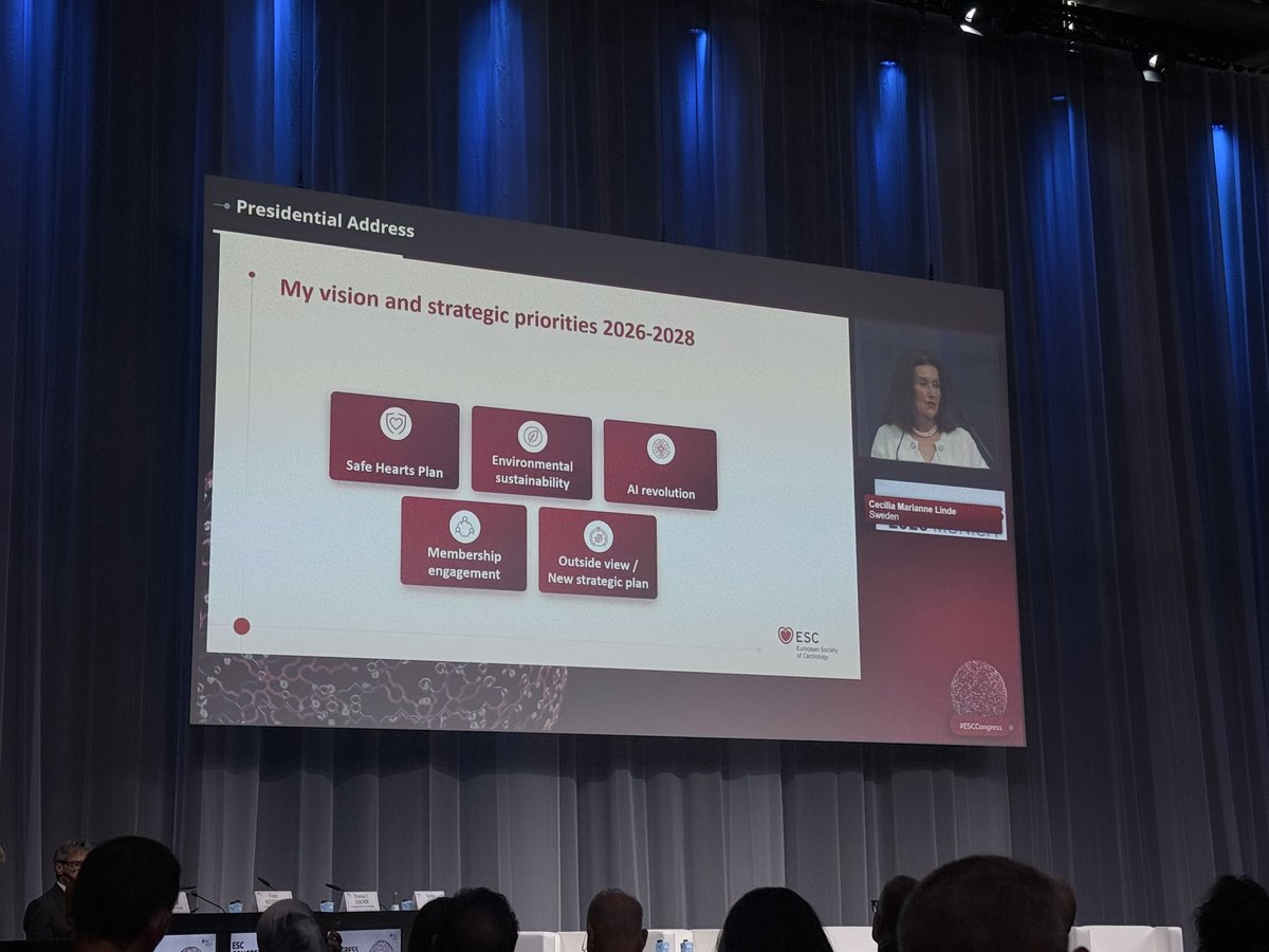 catherinemross's tweet photo. Great to attend the ESC General Assembly and hear @LindeCecilia set out her vision for her presidency

I’m pleased to see such ambition around the EU Safe Hearts Plan alongside a strong focus on workforce, diversity, inclusion and professional wellbeing.

 #ESCCongress2026 https://t.co/N7zZPyfZ8U