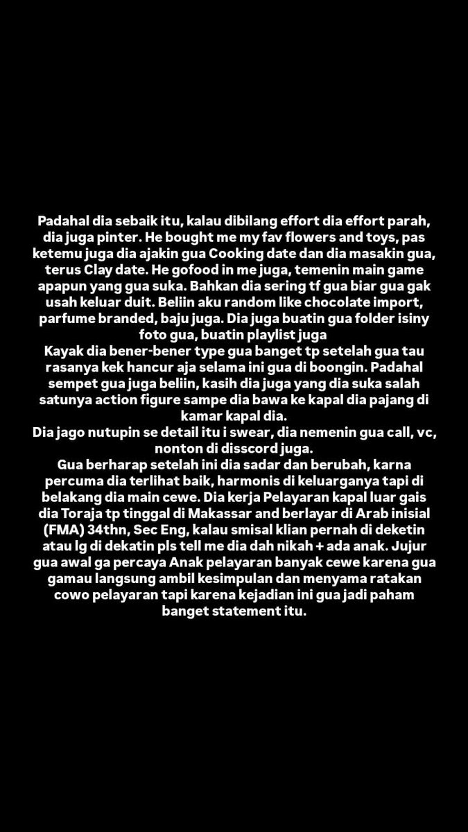 MichelleWi2gw's tweet photo. Hampir setahun pacaran Plot twist nya dia udah nikah and punya anak, tega banget. Bayangin kalian tbtb tau fakta itu dan liat foto nikahan mrka, liat foto keluarga kecil mrka. Jujur nyesek banget krn cwo itu buat gua jd selingkuhan. Gua sakit hati, benci tp gua inget istrinya baik bgt dan gua mikir yg gua rasain ga sebanding lah sm apa yg dirasain sm istrinya apalagi anak mreka cewe.