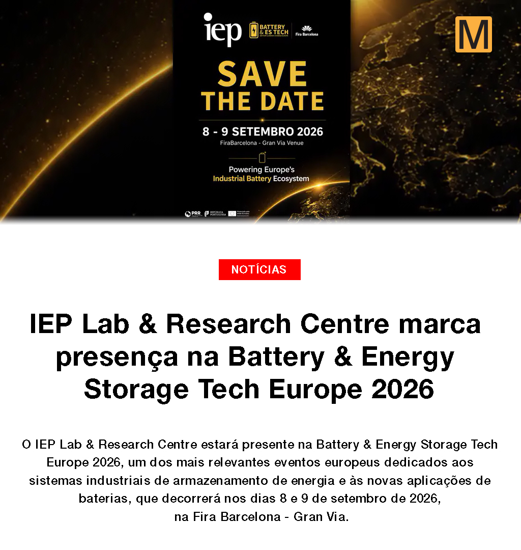 manutencaopt's tweet photo. 🔋 O @IEP_PT  vai estar na Battery &amp; Energy Storage Tech Europe 2026, em Barcelona.

Destaque para o IEP Lab &amp; Research Centre, infraestrutura única na Península Ibérica para ensaios de baterias e EMC.
Sabe mais 👇
https://t.co/ucWtoXXXkH

#Baterias #Energia #Inovação https://t.co/MKwUhiw2Gx