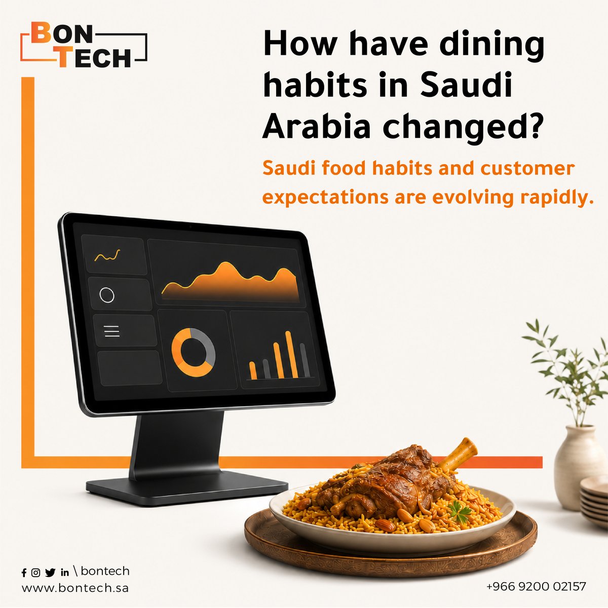 BonTechSA's tweet photo. Customers now seek a full dining experience, not just a good meal. With #BonTech, you can integrate orders, payments, reservations, and more to meet evolving expectations and make informed decisions. Keep up with your customers. Try it now
 #DigitalPayments #OrderManagement https://t.co/ujQ5JLlXyC