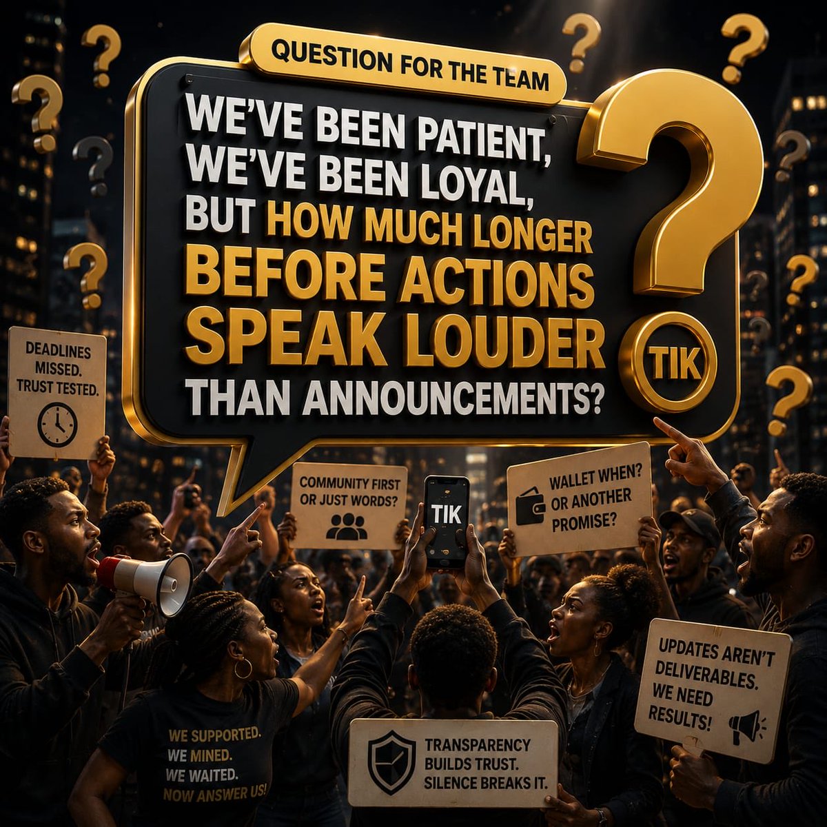 Makaveli_14725's tweet photo. QUESTION FOR THE TEAM 👇

We’ve supported, mined, waited &amp; stayed loyal.

But at what point do announcements become ACTION?

The community doesn’t need another promise—we need clear delivery, transparency, and results.

So Team, what’s next .. #Tikcoin #Tikchain @TikCoin_Network https://t.co/nhj8VjGftE