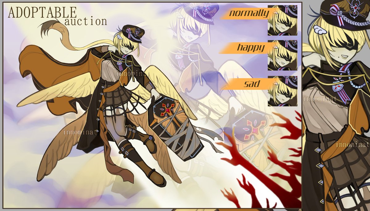 NatInnomi's tweet photo. ── ࣪˖ ࣪ ⊹ ࣪ ˖ ──  
ADOPTABLE AUCTION! ♡  
SB — $15  
MB — +$5  
AB — $100  
• Payment via https://t.co/ElLws76joB only  
• Payment within 48h 
• Ends 24h after last bid  
• HD file without watermark  
• Personal use only   
#adoptable #adopt #characterdesignㅤ https://t.co/podYFoyTA8