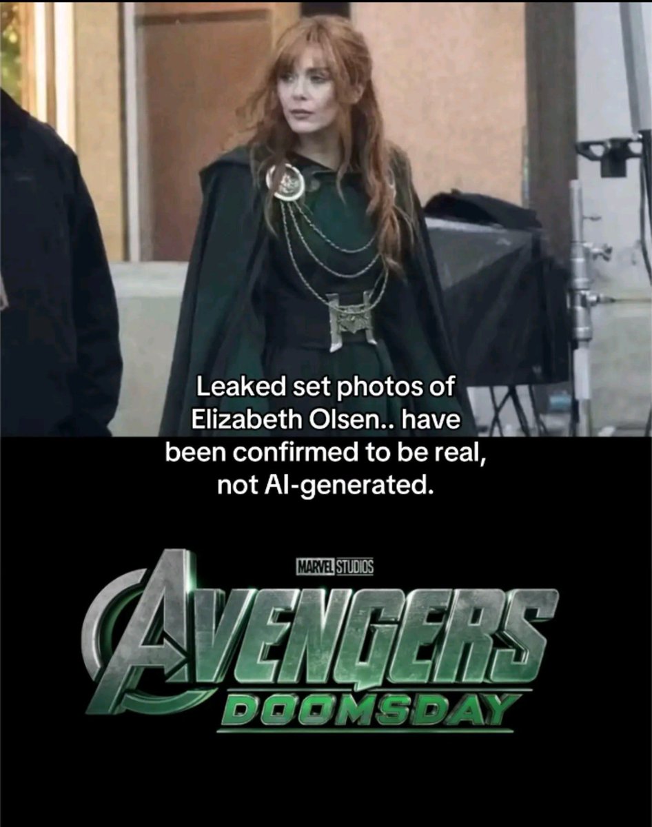 vijaysujal2005's tweet photo. 🚨 𝗖𝗢𝗡𝗙𝗜𝗥𝗠𝗘𝗗 - The Leaked Set Photo of Elizabeth Olsen in the Green Latverian Witch Costume for 'Avengers: Doomsday' is REAL! https://t.co/ok7mPiicFl