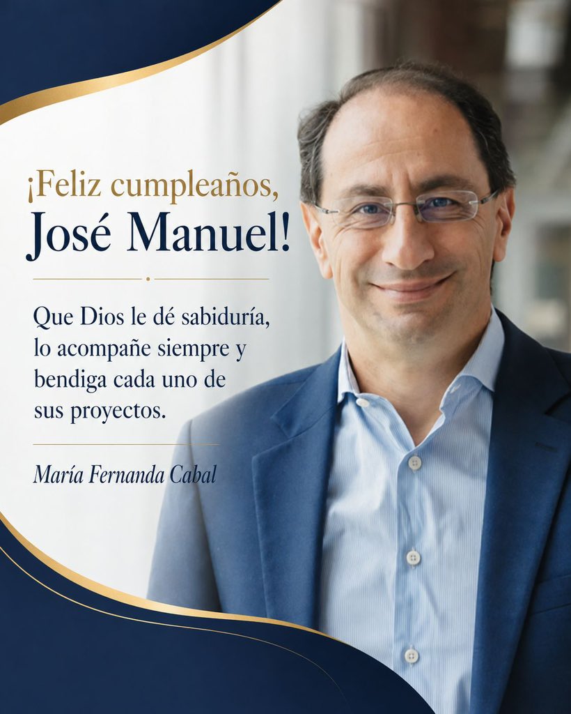 MariaFdaCabal's tweet photo. ¡Feliz cumpleaños al Vicepresidente, Jose Manuel Restrepo! Qué Dios le dé sabiduría y lo acompañe en la enorme responsabilidad de trabajar por nuestro país. ¡Un abrazo, @jrestrp. 🇨🇴🎂 https://t.co/nDp5LdzyNE